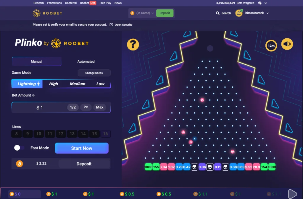 Playing Plinko by RooBET for Real Money